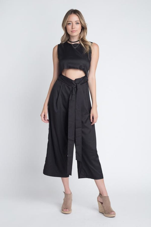 Women's Sleeveless Tie Jumpsuit with Slit