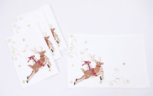 XD19820-Reindeer With Gifts Embroidered Christmas Placemats 14 by